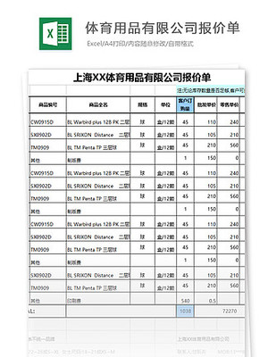 办公用品销售报价单